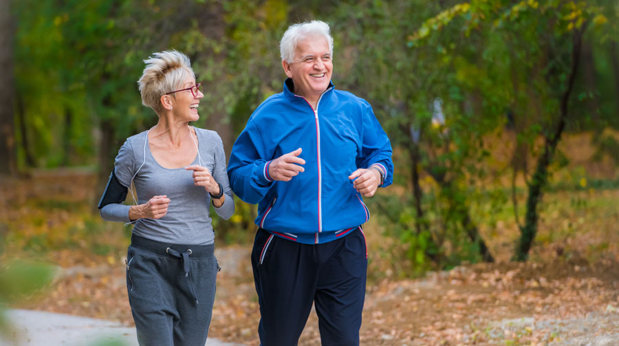 Elder couple jogging