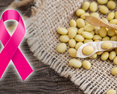 Soy beans and pink ribbon