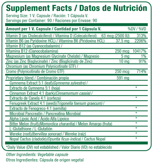 Diabetrim Plus Supplement Facts