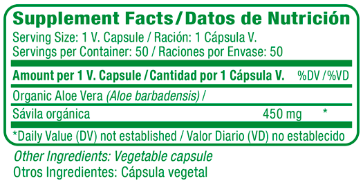 Aloe Vera Supplement Facts