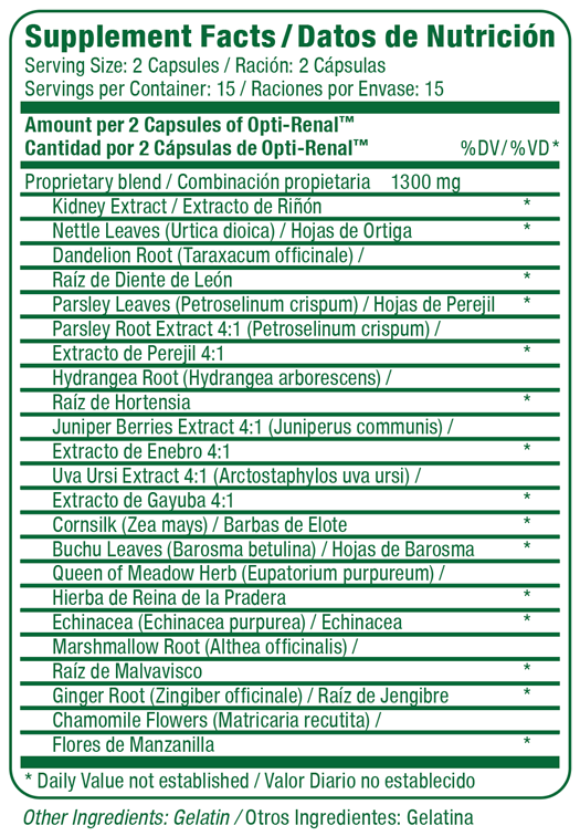 Opti-Renal Supplement Facts