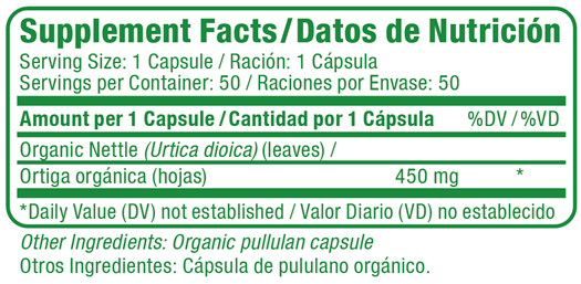 Nettle Supplement Facts