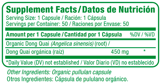 Dong Quai Supplement Facts