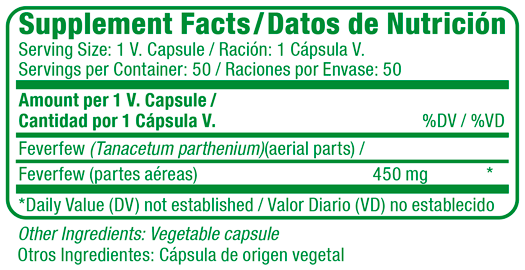 Feverfew Supplement Facts