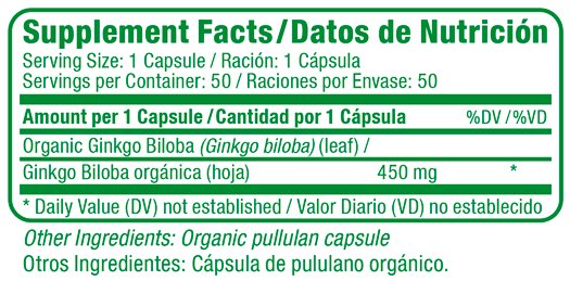 Ginkgo Biloba Supplement Facts