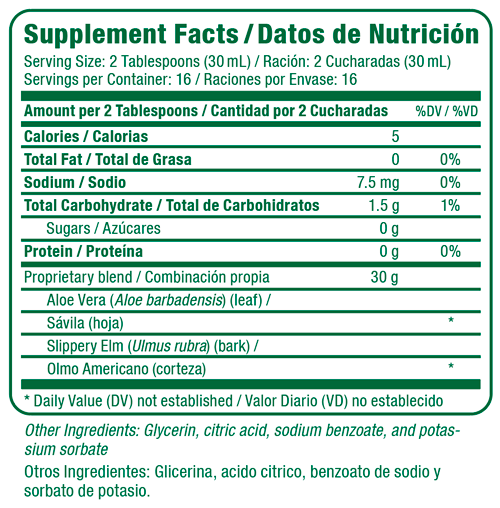 Aloe Vera Supplement Facts