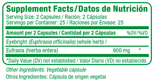 Eyebright Supplement Facts