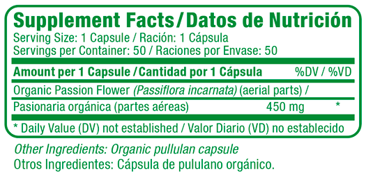 Passion Flower Supplement Facts