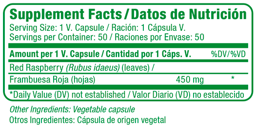 Red Raspberry Supplement Facts