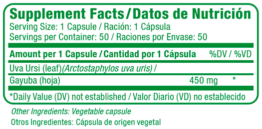 Uva Ursi Supplement Facts