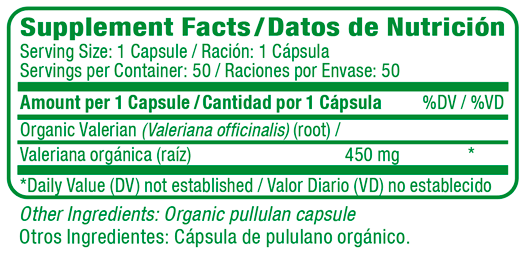 Valerian Root Supplement Facts