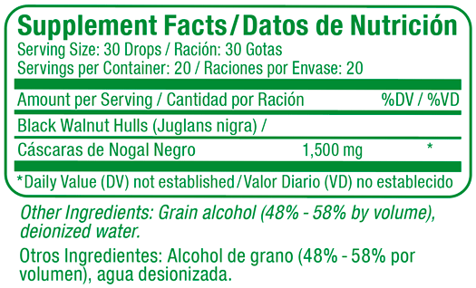 Black Walnut Liquid Supplement Facts