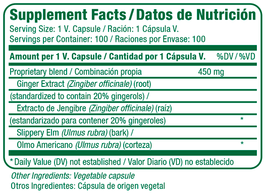 Ginger Plus Supplement Facts
